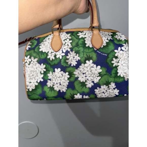 Dooney & Bourke Green and White Floral Satchel - Picture 3 of 5